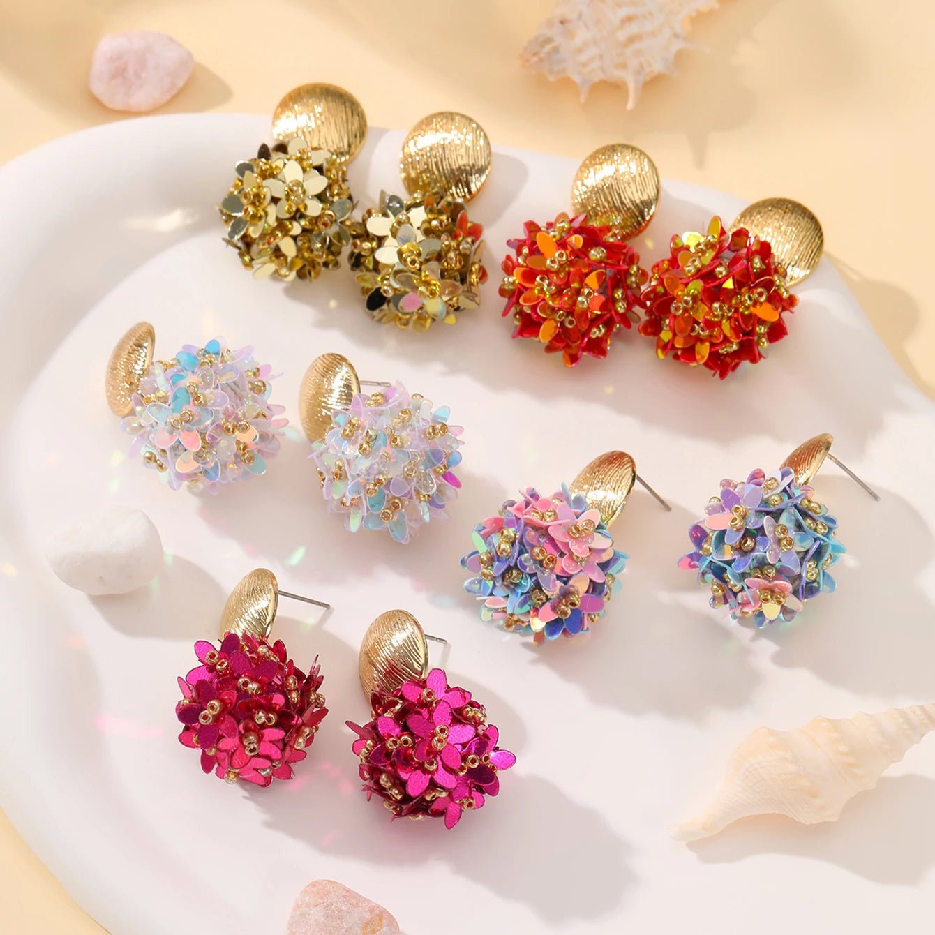 INKDEW Flower Petal Beads Big Round Drop Earrings For Women Long Earrings Handmade Fashion Jewelry Gift boho EA153 - PratSN