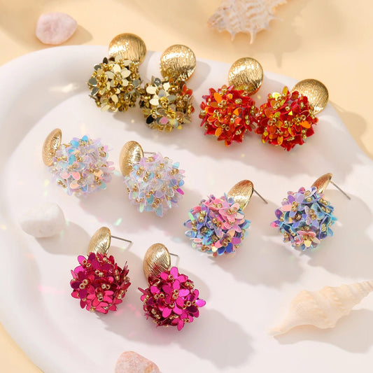 INKDEW Flower Petal Beads Big Round Drop Earrings For Women Long Earrings Handmade Fashion Jewelry Gift boho EA153 - PratSN