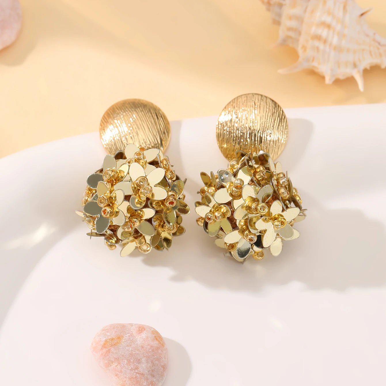 INKDEW Flower Petal Beads Big Round Drop Earrings For Women Long Earrings Handmade Fashion Jewelry Gift boho EA153 - PratSN