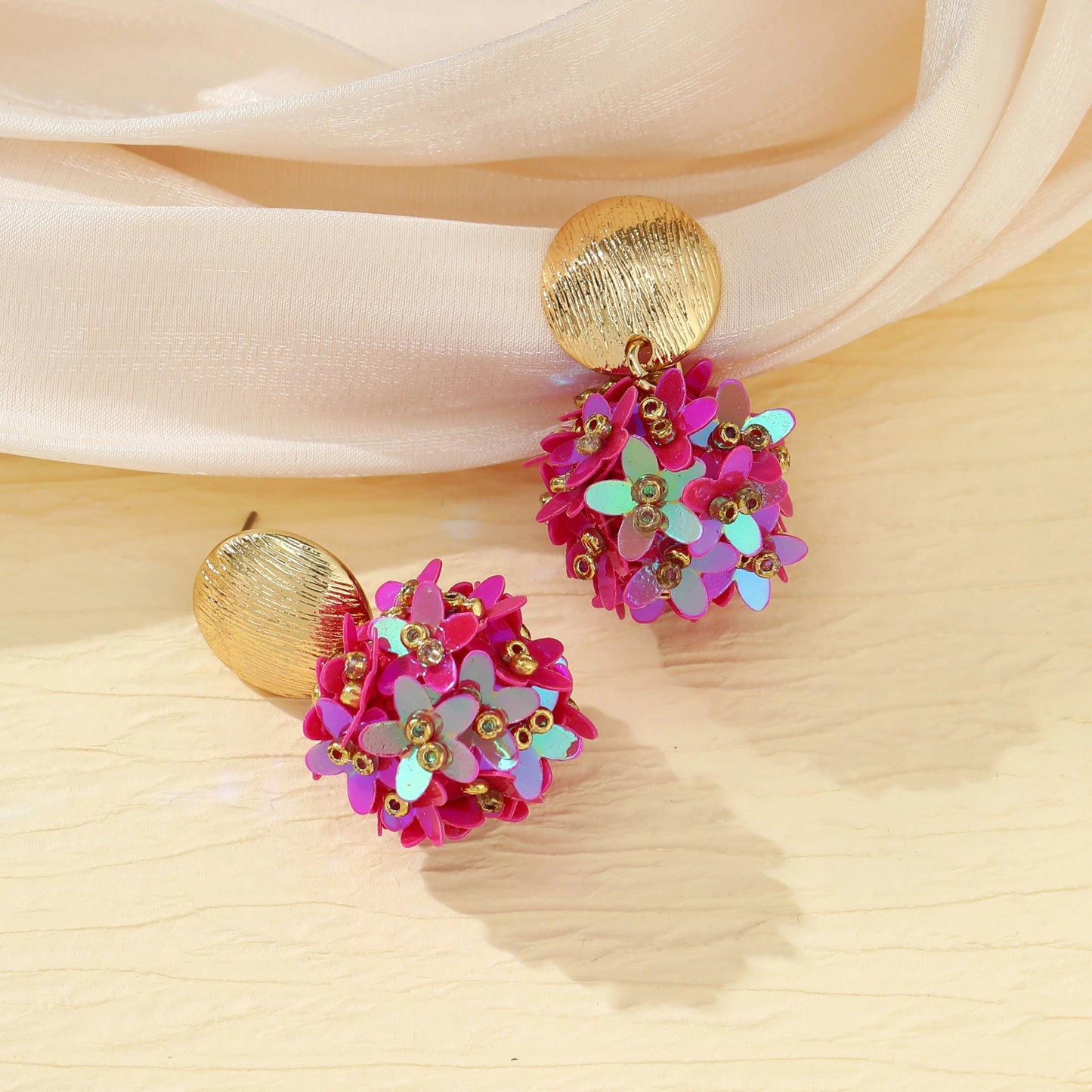 INKDEW Flower Petal Beads Big Round Drop Earrings For Women Long Earrings Handmade Fashion Jewelry Gift boho EA153 - PratSN