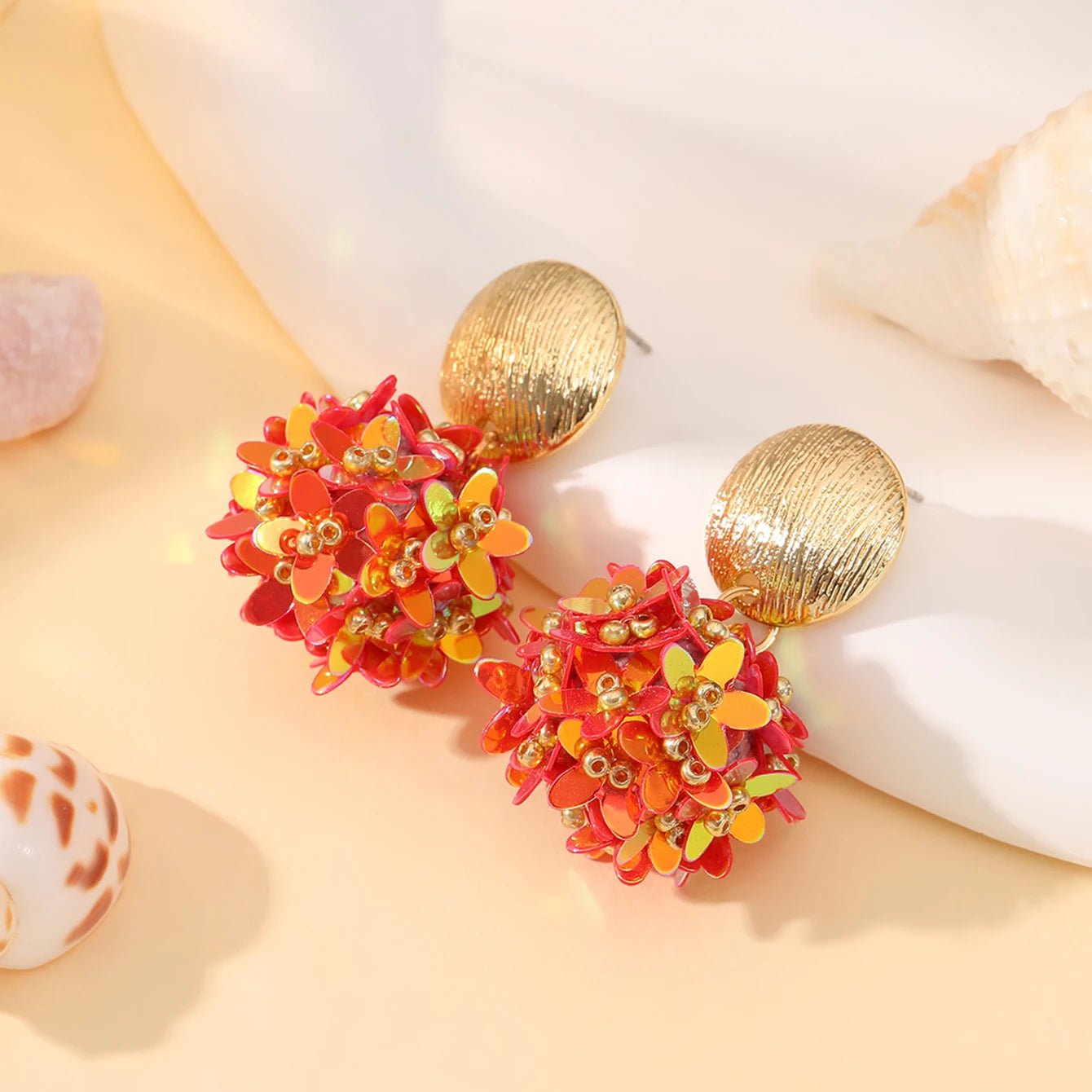 INKDEW Flower Petal Beads Big Round Drop Earrings For Women Long Earrings Handmade Fashion Jewelry Gift boho EA153 - PratSN