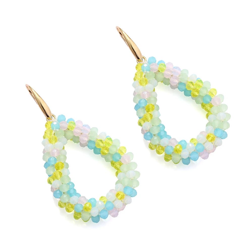 INKDEW Mixed Color Big Drop Earrings Colorful Bead Handmade Threading Crystal Earrings for Women Gift Water Drop Jewelry EA004 - PratSN