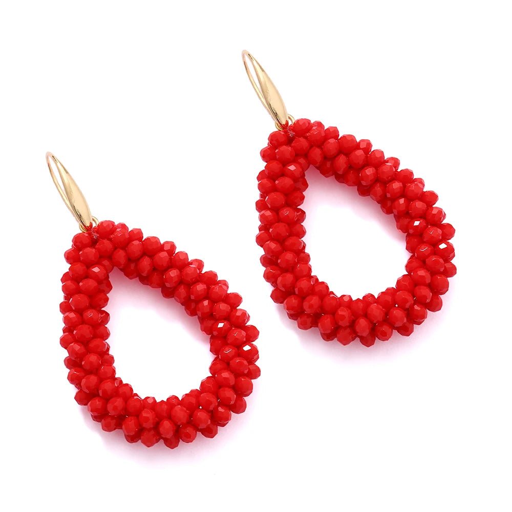 INKDEW Mixed Color Big Drop Earrings Colorful Bead Handmade Threading Crystal Earrings for Women Gift Water Drop Jewelry EA004 - PratSN
