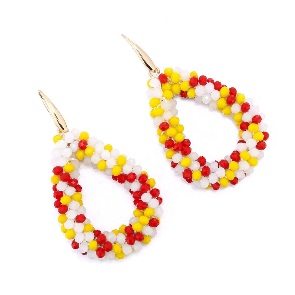 INKDEW Mixed Color Big Drop Earrings Colorful Bead Handmade Threading Crystal Earrings for Women Gift Water Drop Jewelry EA004 - PratSN