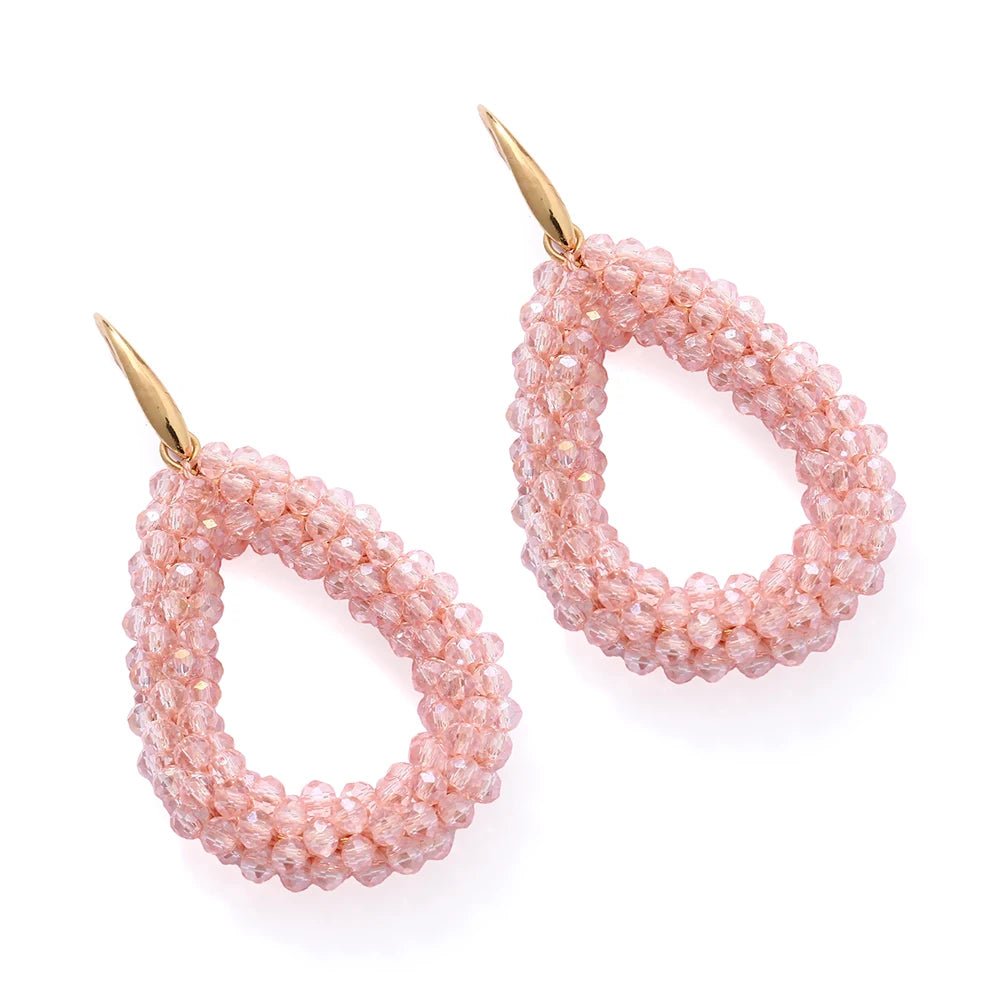 INKDEW Mixed Color Big Drop Earrings Colorful Bead Handmade Threading Crystal Earrings for Women Gift Water Drop Jewelry EA004 - PratSN