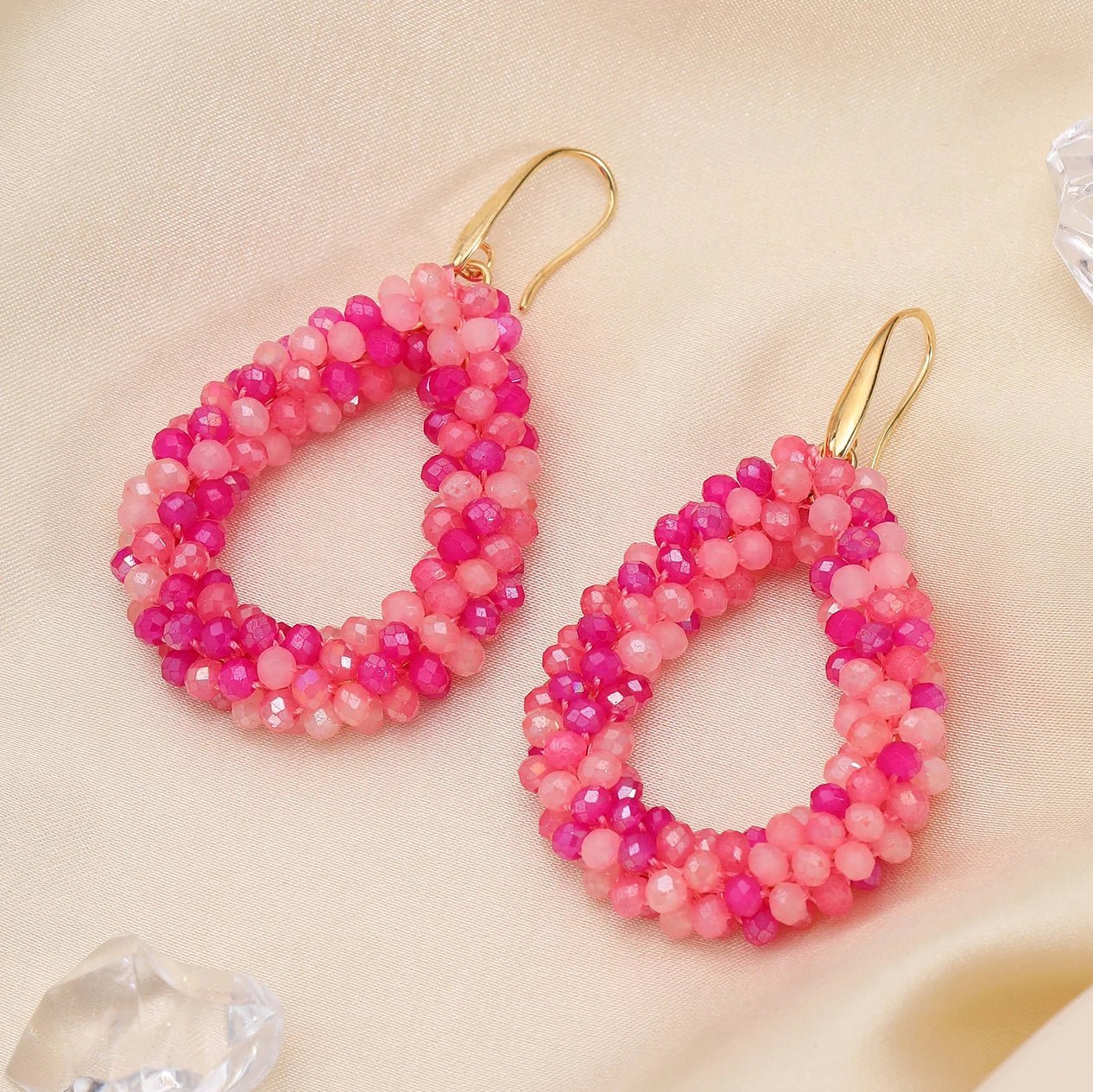 INKDEW Mixed Color Big Drop Earrings Colorful Bead Handmade Threading Crystal Earrings for Women Gift Water Drop Jewelry EA004 - PratSN