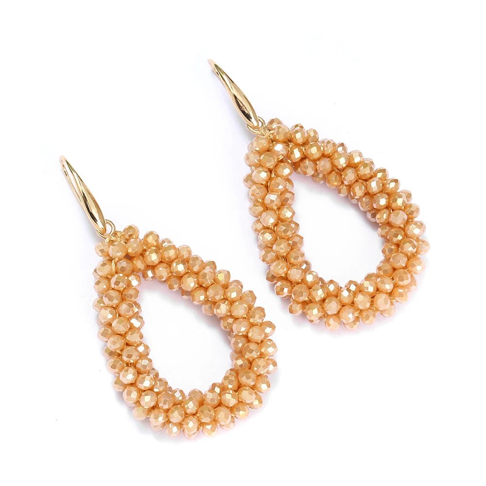 INKDEW Mixed Color Big Drop Earrings Colorful Bead Handmade Threading Crystal Earrings for Women Gift Water Drop Jewelry EA004 - PratSN