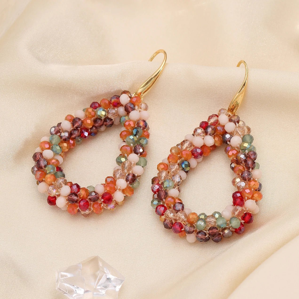 INKDEW Mixed Color Big Drop Earrings Colorful Bead Handmade Threading Crystal Earrings for Women Gift Water Drop Jewelry EA004 - PratSN