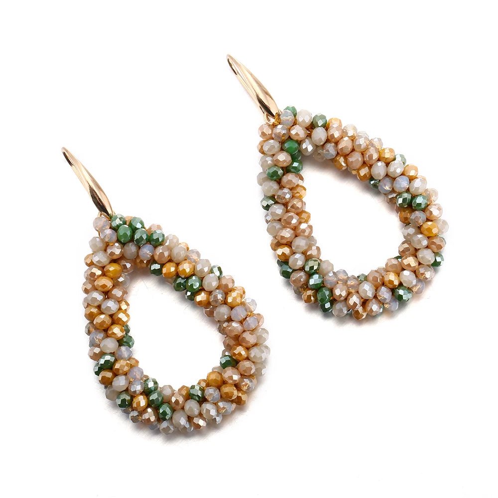 INKDEW Mixed Color Big Drop Earrings Colorful Bead Handmade Threading Crystal Earrings for Women Gift Water Drop Jewelry EA004 - PratSN