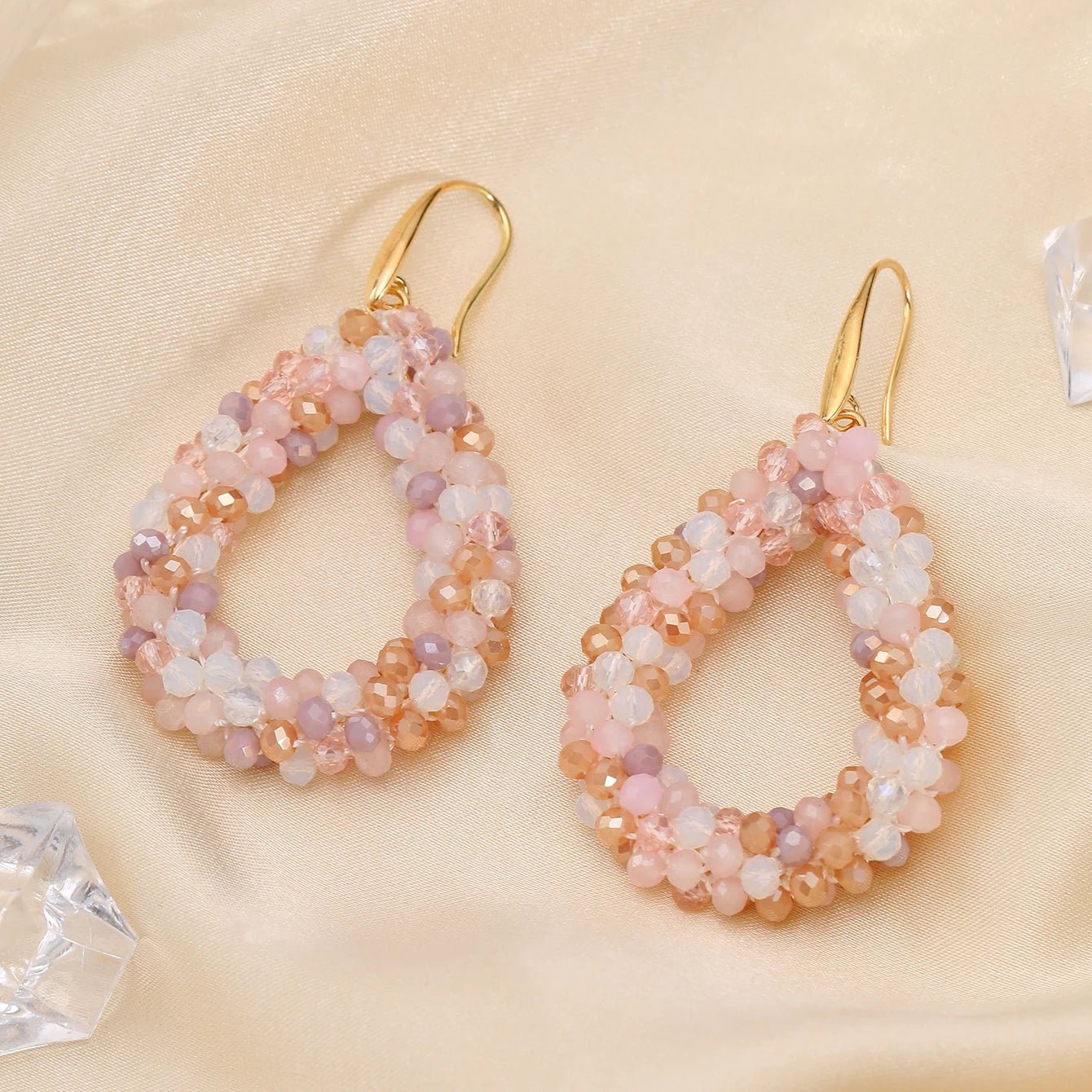 INKDEW Mixed Color Big Drop Earrings Colorful Bead Handmade Threading Crystal Earrings for Women Gift Water Drop Jewelry EA004 - PratSN