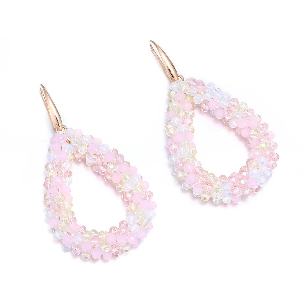INKDEW Mixed Color Big Drop Earrings Colorful Bead Handmade Threading Crystal Earrings for Women Gift Water Drop Jewelry EA004 - PratSN