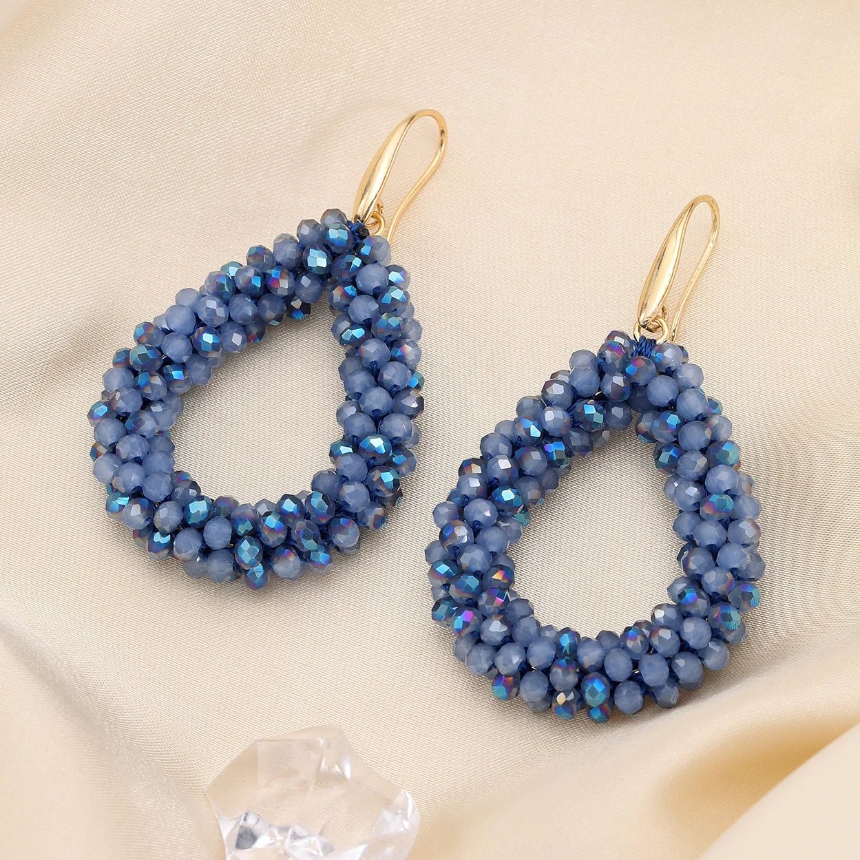 INKDEW Mixed Color Big Drop Earrings Colorful Bead Handmade Threading Crystal Earrings for Women Gift Water Drop Jewelry EA004 - PratSN