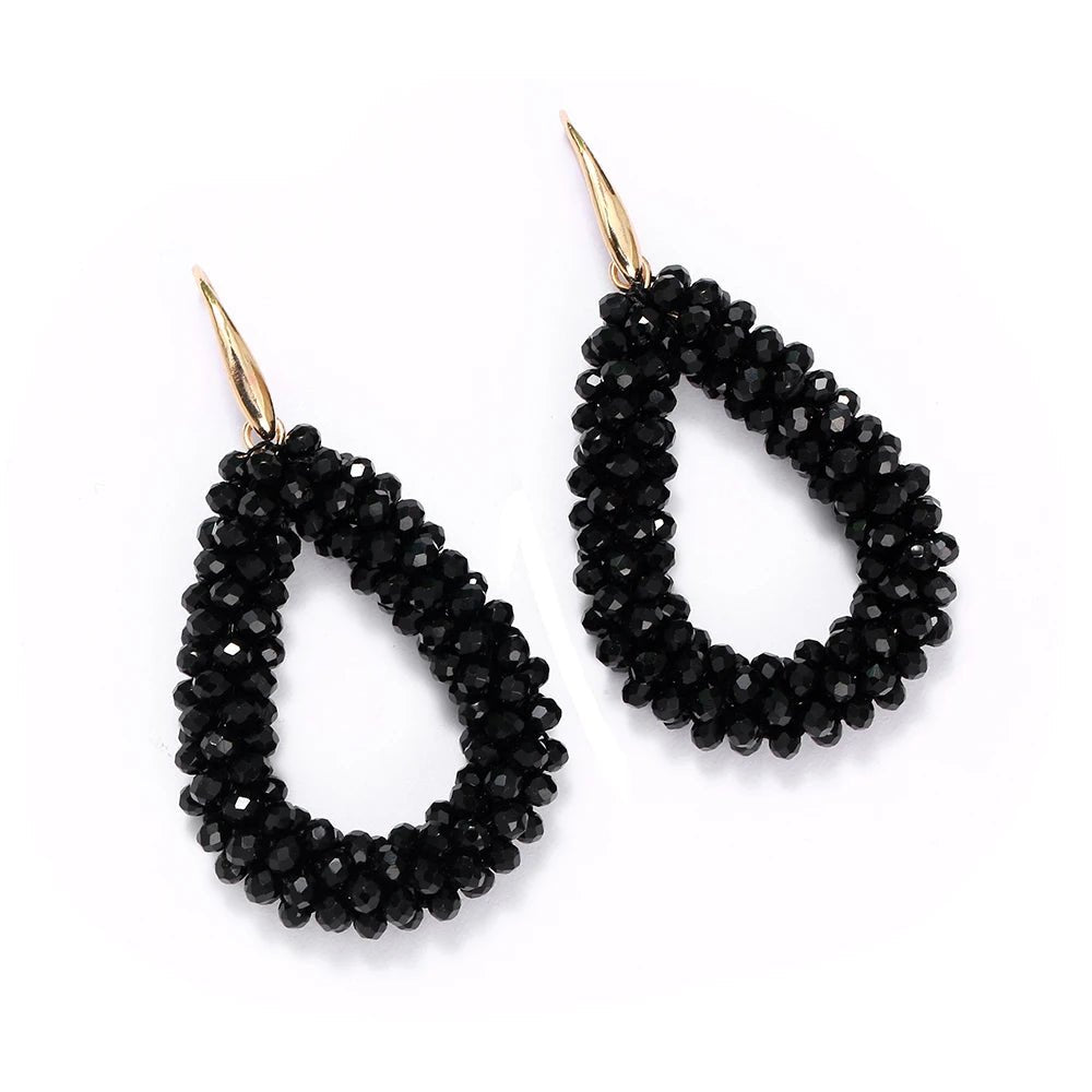 INKDEW Mixed Color Big Drop Earrings Colorful Bead Handmade Threading Crystal Earrings for Women Gift Water Drop Jewelry EA004 - PratSN