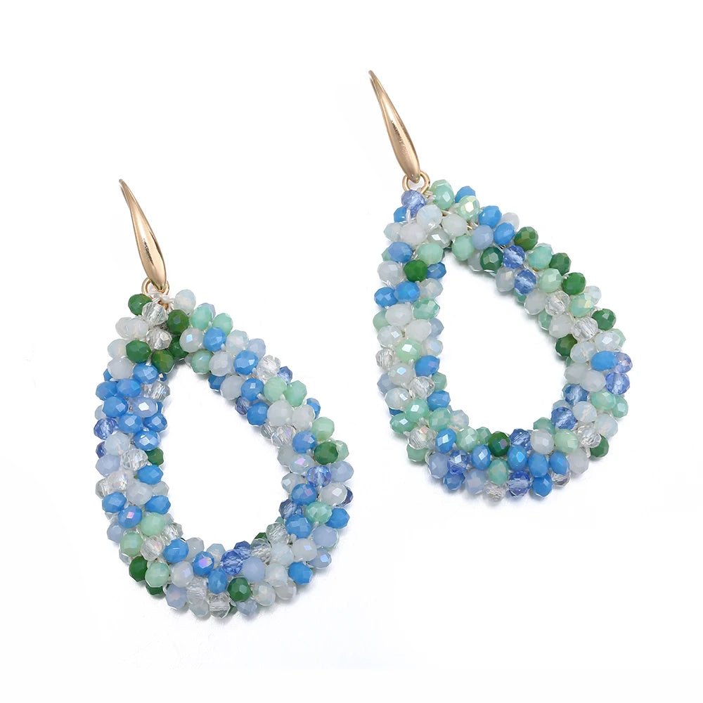 INKDEW Mixed Color Big Drop Earrings Colorful Bead Handmade Threading Crystal Earrings for Women Gift Water Drop Jewelry EA004 - PratSN