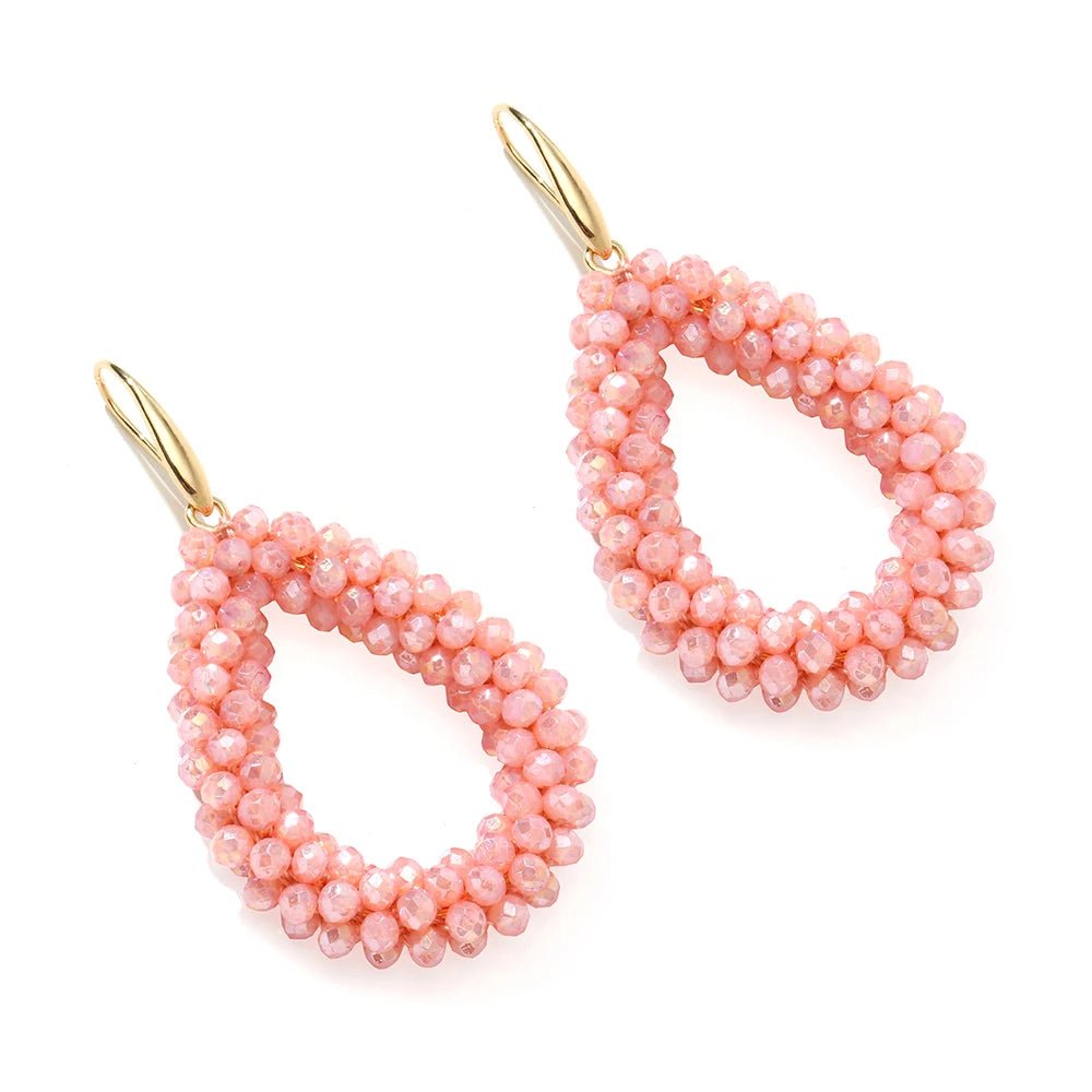 INKDEW Mixed Color Big Drop Earrings Colorful Bead Handmade Threading Crystal Earrings for Women Gift Water Drop Jewelry EA004 - PratSN