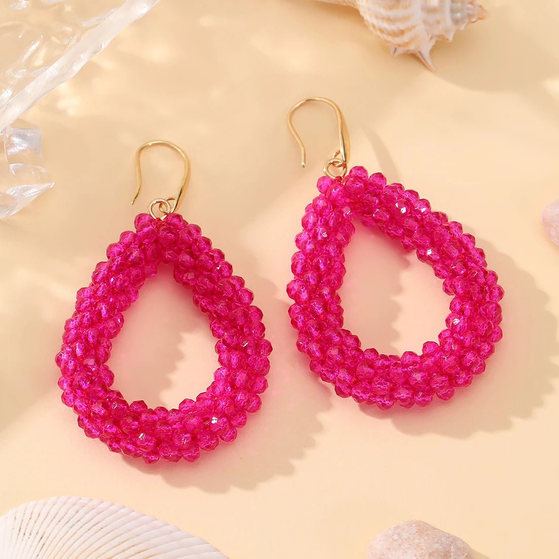 INKDEW Mixed Color Big Drop Earrings Colorful Bead Handmade Threading Crystal Earrings for Women Gift Water Drop Jewelry EA004 - PratSN
