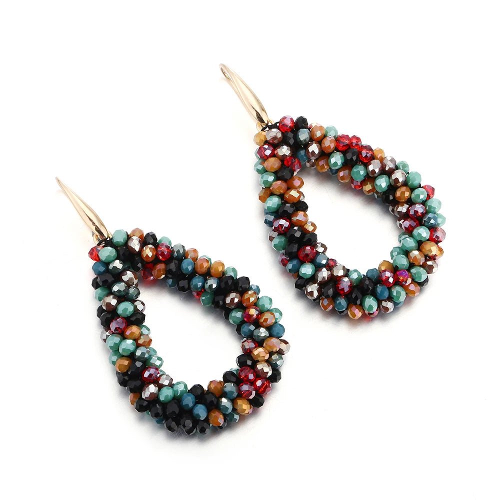 INKDEW Mixed Color Big Drop Earrings Colorful Bead Handmade Threading Crystal Earrings for Women Gift Water Drop Jewelry EA004 - PratSN