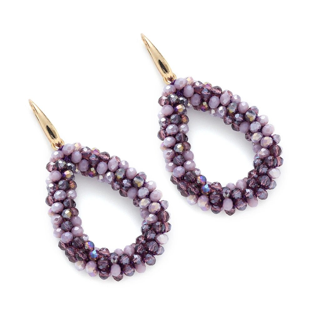INKDEW Mixed Color Big Drop Earrings Colorful Bead Handmade Threading Crystal Earrings for Women Gift Water Drop Jewelry EA004 - PratSN
