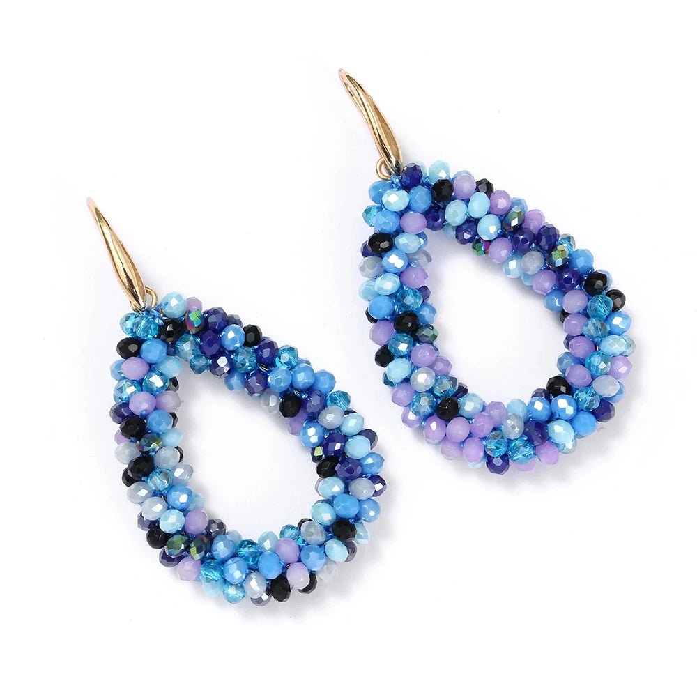 INKDEW Mixed Color Big Drop Earrings Colorful Bead Handmade Threading Crystal Earrings for Women Gift Water Drop Jewelry EA004 - PratSN