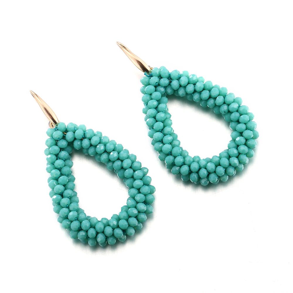 INKDEW Mixed Color Big Drop Earrings Colorful Bead Handmade Threading Crystal Earrings for Women Gift Water Drop Jewelry EA004 - PratSN