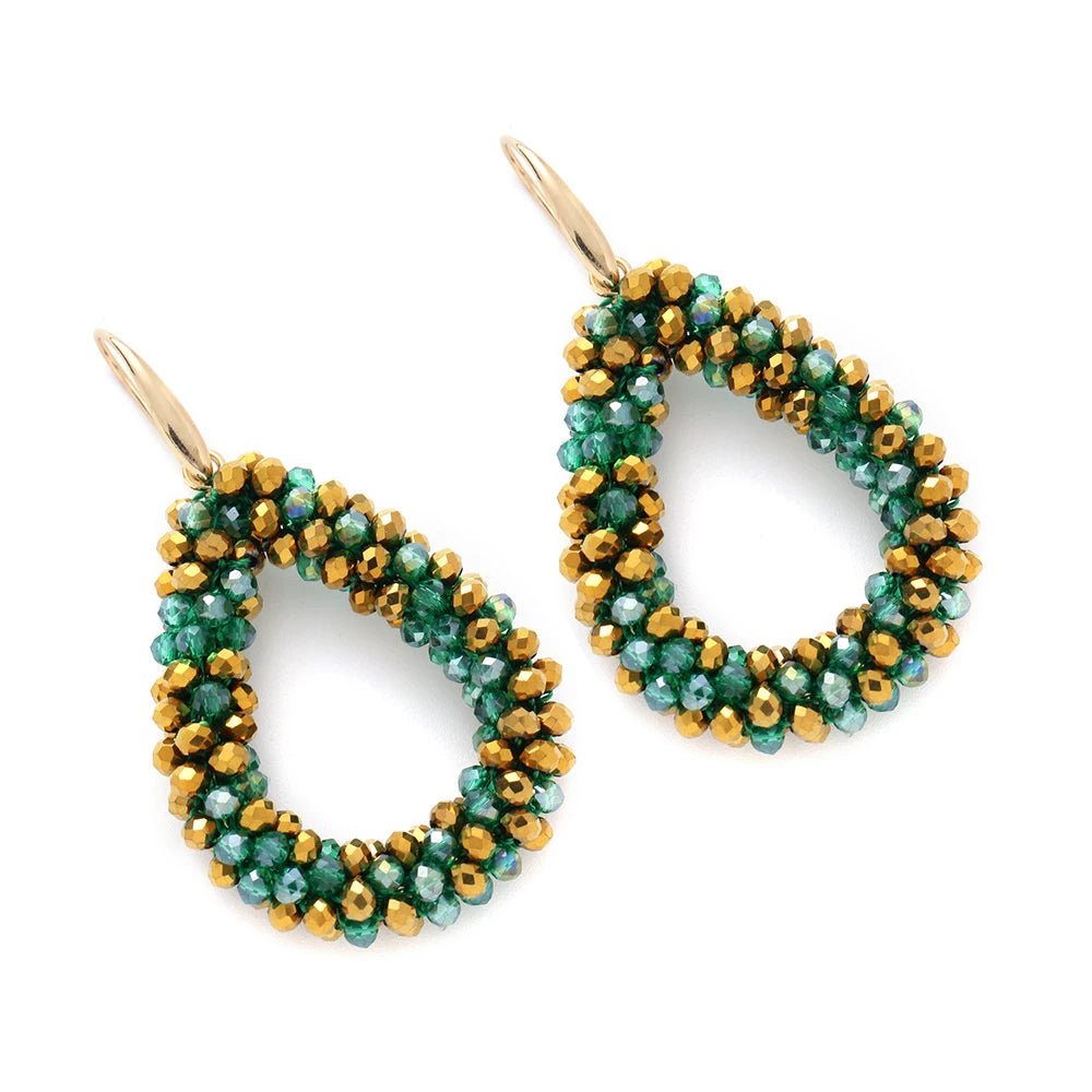INKDEW Mixed Color Big Drop Earrings Colorful Bead Handmade Threading Crystal Earrings for Women Gift Water Drop Jewelry EA004 - PratSN