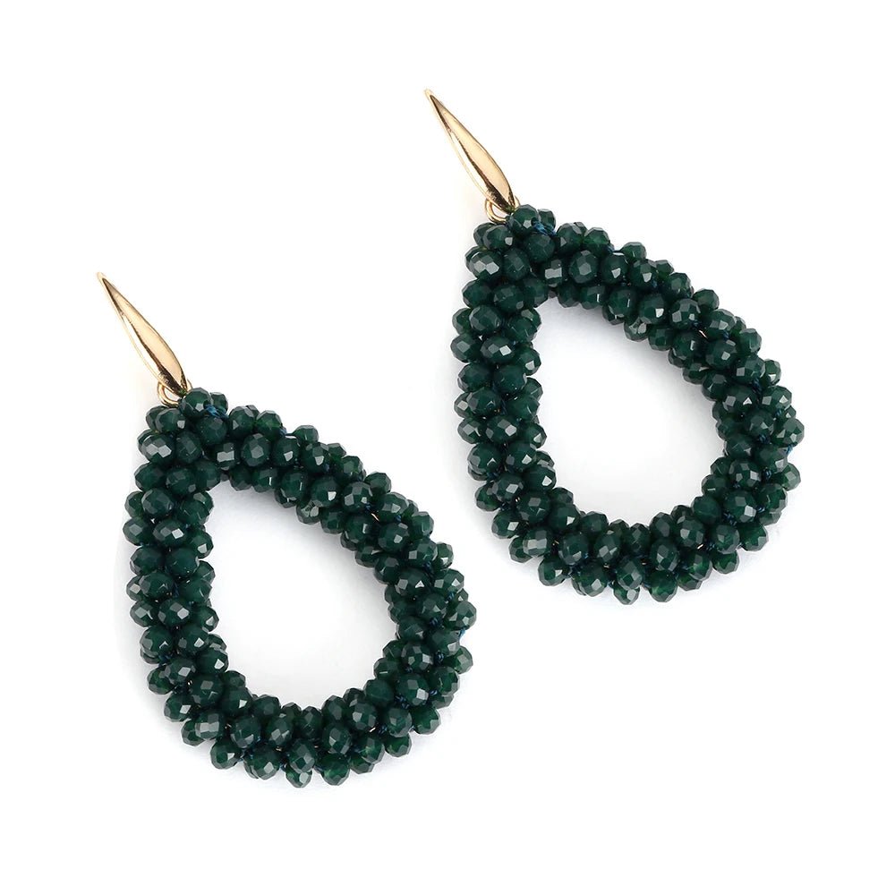 INKDEW Mixed Color Big Drop Earrings Colorful Bead Handmade Threading Crystal Earrings for Women Gift Water Drop Jewelry EA004 - PratSN