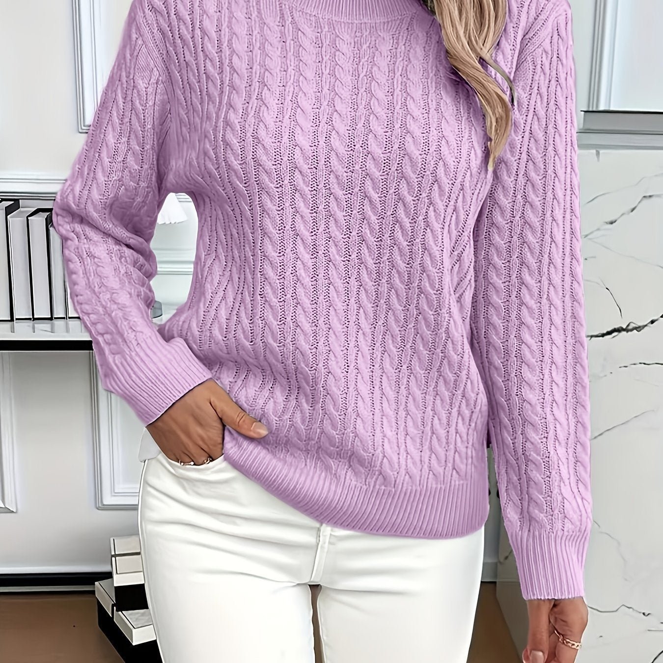 Ins Twist Round Neck Pullover Sweater Fashion Solid Color Long - sleeved Knitted Top For Women - PratSN