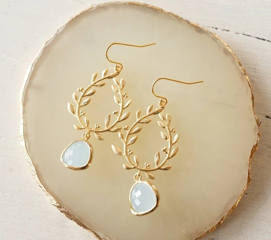 Irregular Temperament Emerald Wheat Ear Earrings - PratSN