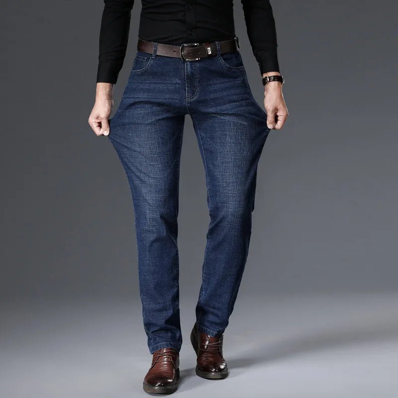 JEAN New Business Men's Jeans Casual Straight Stretch Fashion Classic Blue Black Work Denim Trousers - PratSN