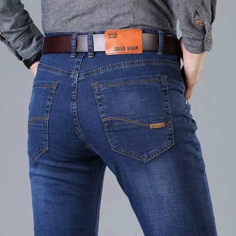 JEAN New Business Men's Jeans Casual Straight Stretch Fashion Classic Blue Black Work Denim Trousers Male Brand Clothing - PratSN