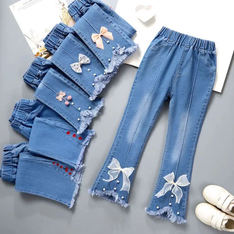 Kids Baby Girls Cowboy Pants Spring Autumn Baby Girls Jeans Casual Girls Jeans Children Clothing Kids Bell - bottoms Jeans - PratSN