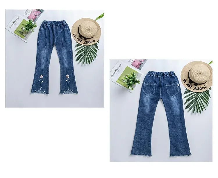 Kids Baby Girls Cowboy Pants Spring Autumn Baby Girls Jeans Casual Girls Jeans Children Clothing Kids Bell - bottoms Jeans - PratSN