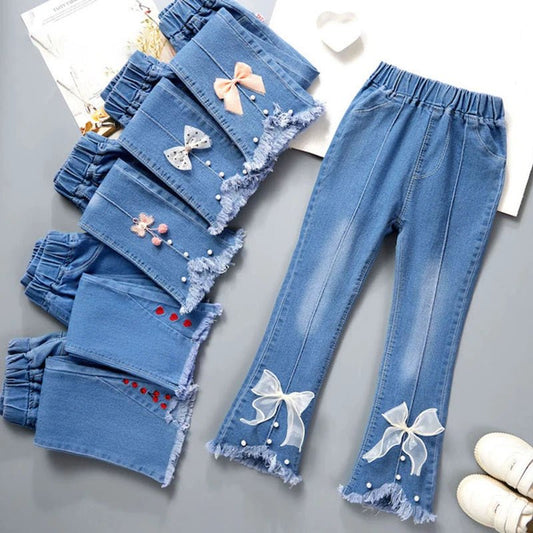 Kids Baby Girls Cowboy Pants Spring Autumn Baby Girls Jeans Casual Girls Jeans Children Clothing Kids Bell - bottoms Jeans - PratSN