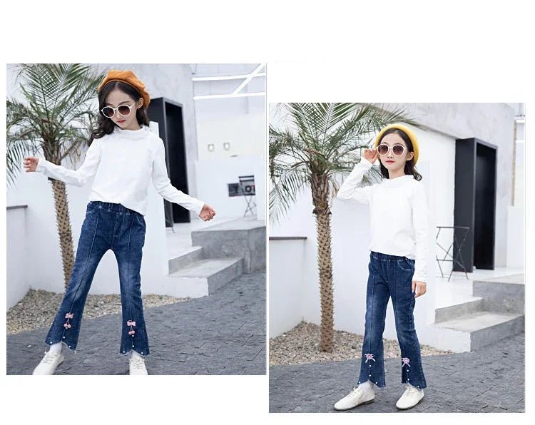 Kids Baby Girls Cowboy Pants Spring Autumn Baby Girls Jeans Casual Girls Jeans Children Clothing Kids Bell - bottoms Jeans - PratSN