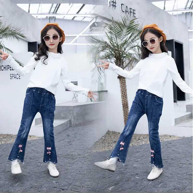 Kids Baby Girls Cowboy Pants Spring Autumn Baby Girls Jeans Casual Girls Jeans Children Clothing Kids Bell - bottoms Jeans - PratSN
