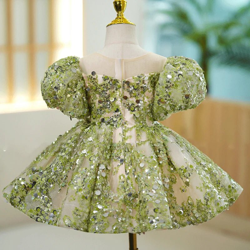 Kids Birthday Party Dresses for Little Girl Size 2 To 14 Years Prom Sequin Dress Luxury Gowns Sky Blue Evening Formal Frock - PratSN