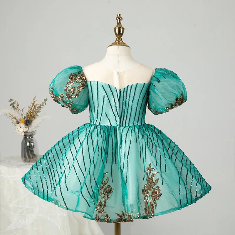 Kids Birthday Party Dresses for Little Girl Size 2 To 14 Years Prom Sequin Dress Luxury Gowns Sky Blue Evening Formal Frock - PratSN