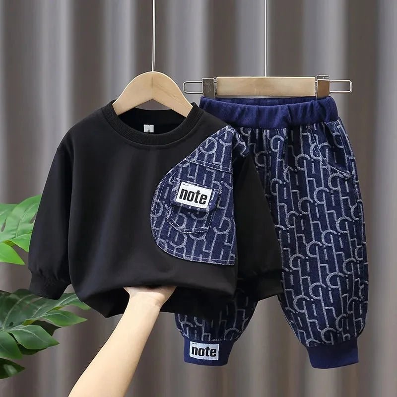Kids Boys Sweater Suit Spring Autumn Clothing Children's Fashion Sportswear Suit Children's Clothing Boy's Baby Top Pants 2PCS - PratSN