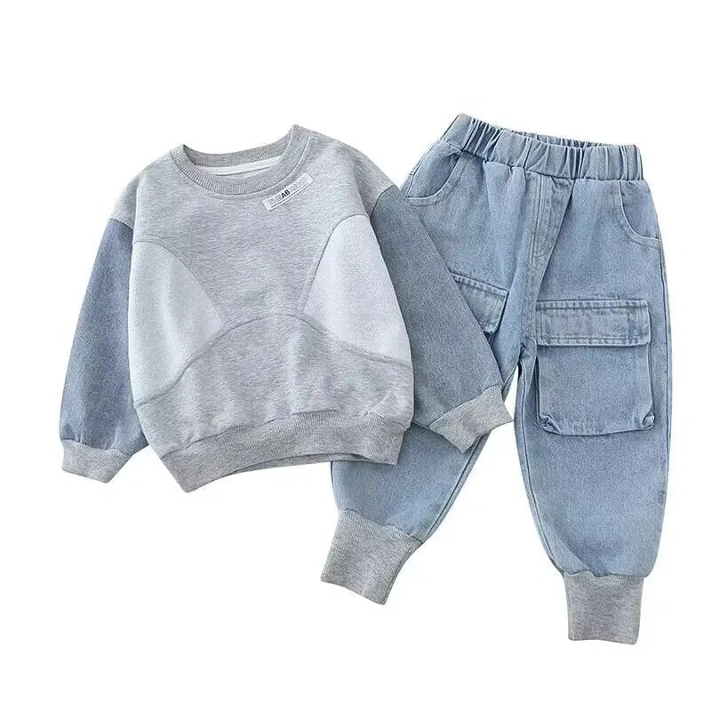 Kids Boys Sweater Suit Spring Autumn Clothing Children's Fashion Sportswear Suit Children's Clothing Boy's Baby Top Pants 2PCS - PratSN