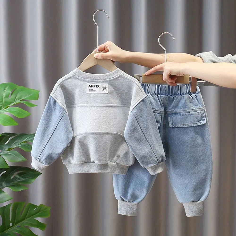 Kids Boys Sweater Suit Spring Autumn Clothing Children's Fashion Sportswear Suit Children's Clothing Boy's Baby Top Pants 2PCS - PratSN