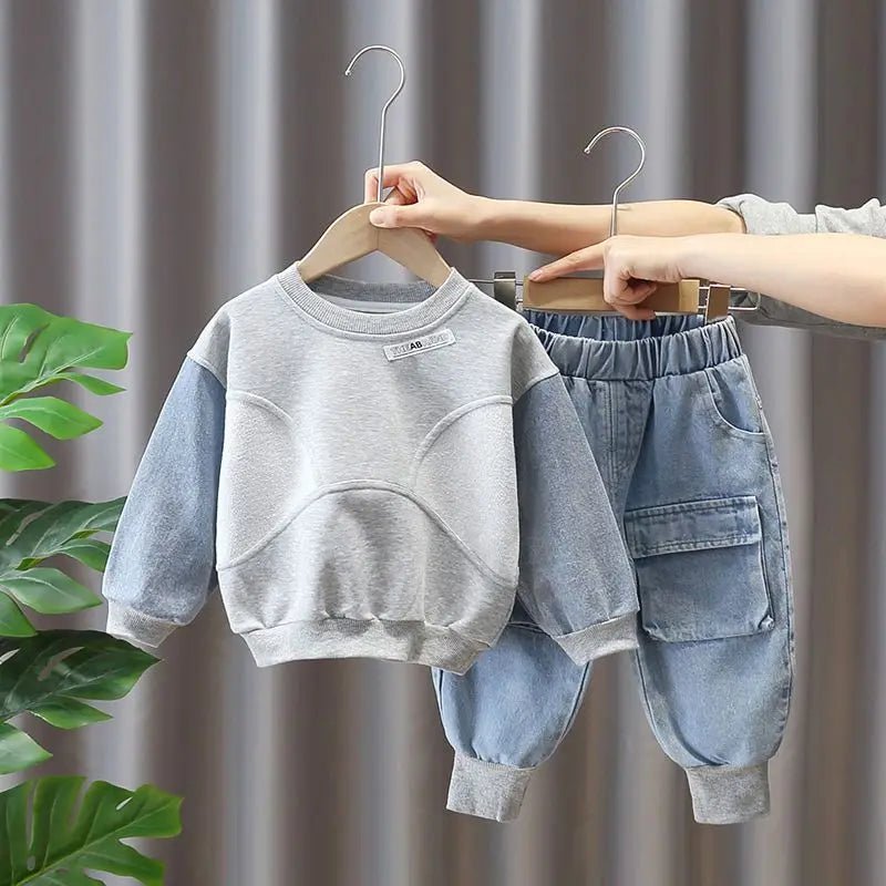 Kids Boys Sweater Suit Spring Autumn Clothing Children's Fashion Sportswear Suit Children's Clothing Boy's Baby Top Pants 2PCS - PratSN