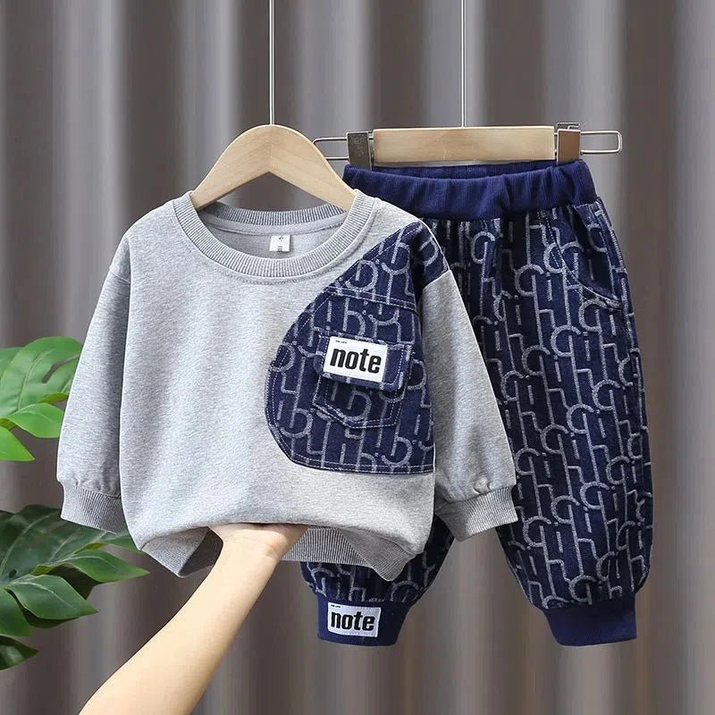 Kids Boys Sweater Suit Spring Autumn Clothing Children's Fashion Sportswear Suit Children's Clothing Boy's Baby Top Pants 2PCS - PratSN