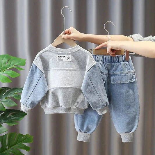 Kids Boys Sweater Suit Spring Autumn Clothing Children's Fashion Sportswear Suit Children's Clothing Boy's Baby Top Pants 2PCS - PratSN