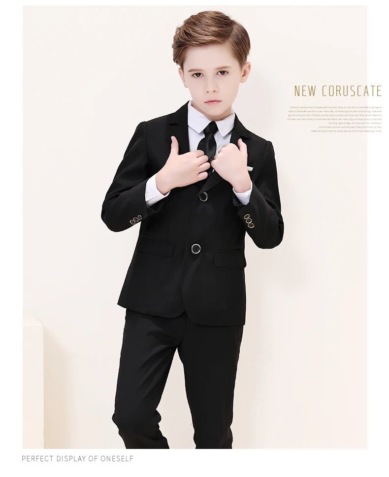 Kids Boys White Blazer Vest Pants 3PCS Set Children Baptism Wedding Prom Suit Baby Boy Elegant Dress Teenager Party Costume - PratSN