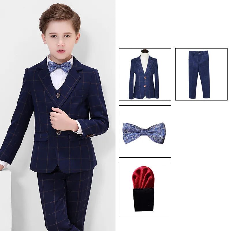 Kids Boys White Blazer Vest Pants 3PCS Set Children Baptism Wedding Prom Suit Baby Boy Elegant Dress Teenager Party Costume - PratSN