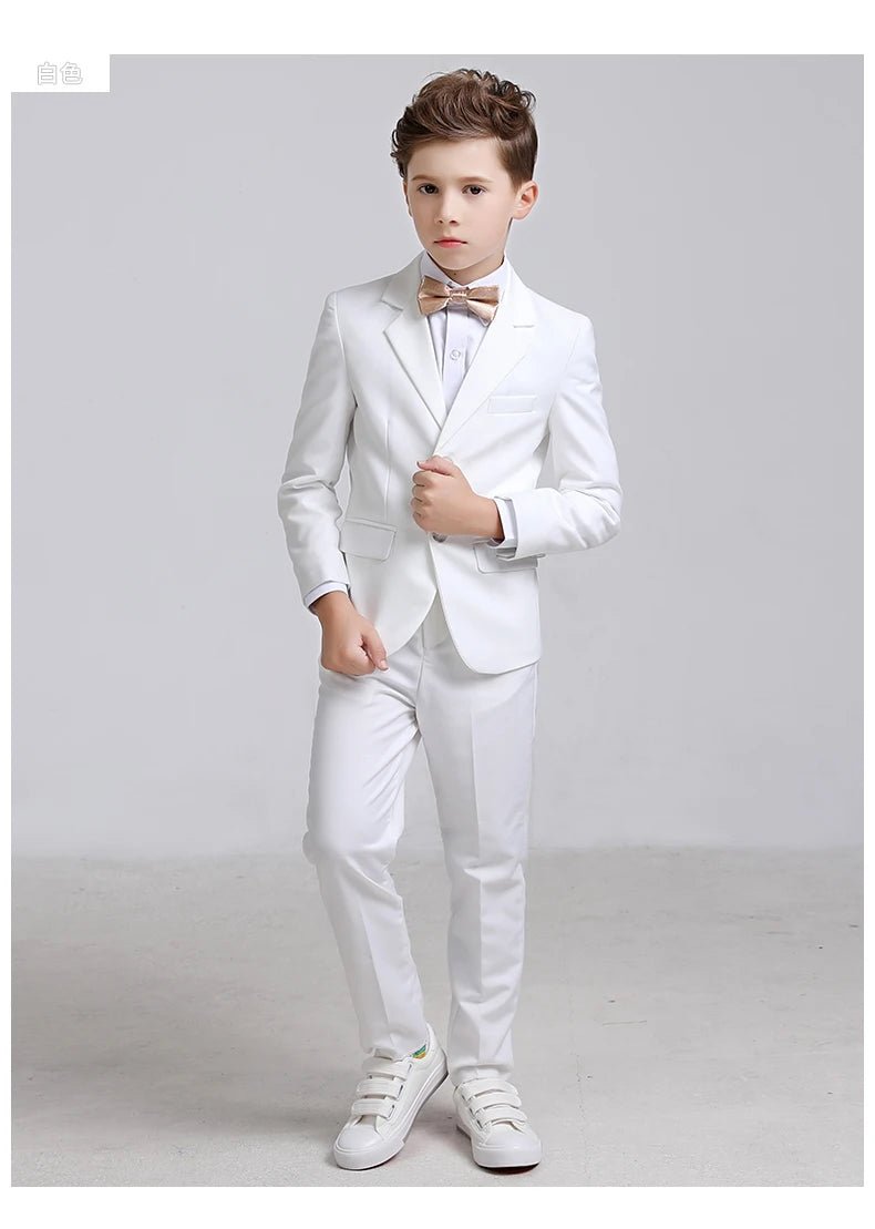 Kids Boys White Blazer Vest Pants 3PCS Set Children Baptism Wedding Prom Suit Baby Boy Elegant Dress Teenager Party Costume - PratSN