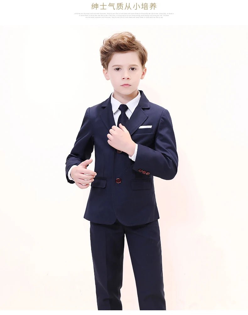 Kids Boys White Blazer Vest Pants 3PCS Set Children Baptism Wedding Prom Suit Baby Boy Elegant Dress Teenager Party Costume - PratSN