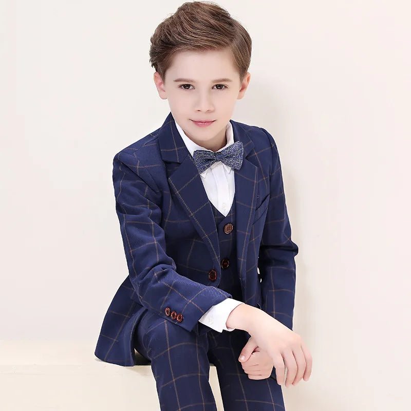 Kids Boys White Blazer Vest Pants 3PCS Set Children Baptism Wedding Prom Suit Baby Boy Elegant Dress Teenager Party Costume - PratSN