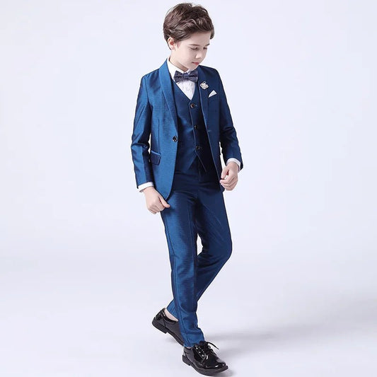 Kids Boys White Blazer Vest Pants 3PCS Set Children Baptism Wedding Prom Suit Baby Boy Elegant Dress Teenager Party Costume - PratSN