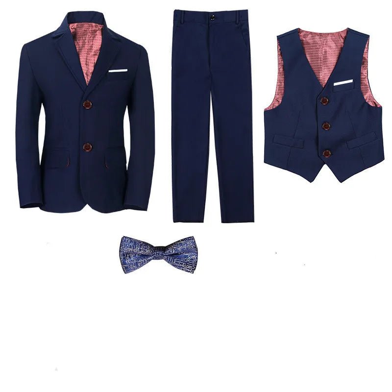 Kids Boys White Blazer Vest Pants 3PCS Set Children Baptism Wedding Prom Suit Baby Boy Elegant Dress Teenager Party Costume - PratSN